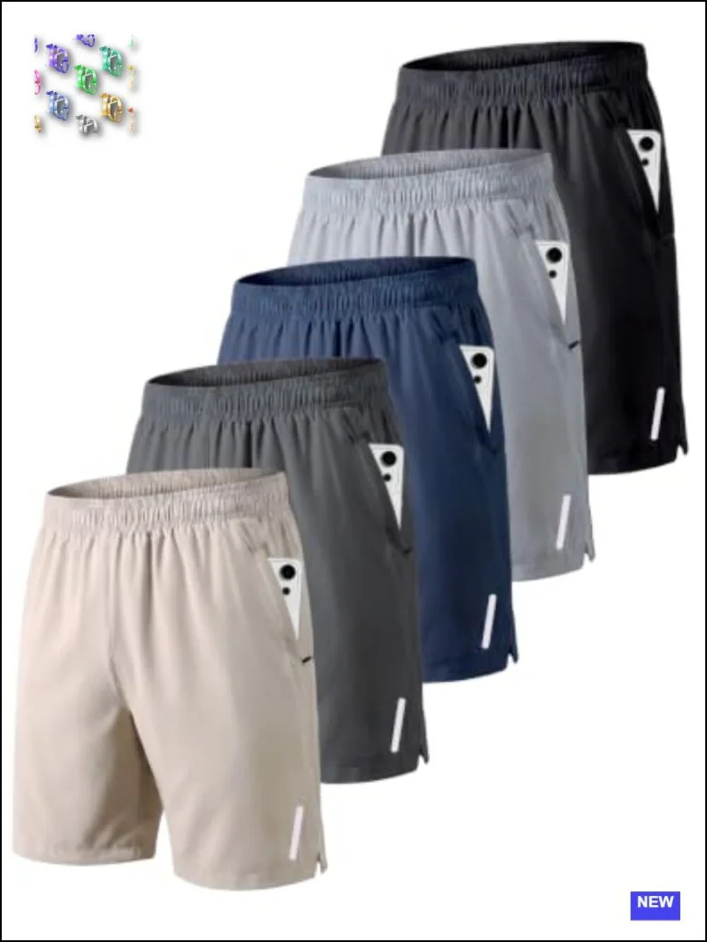 Men's Athletic Shorts 7/9 Inch 5 Pack Quick-Dry with Zipper Pockets